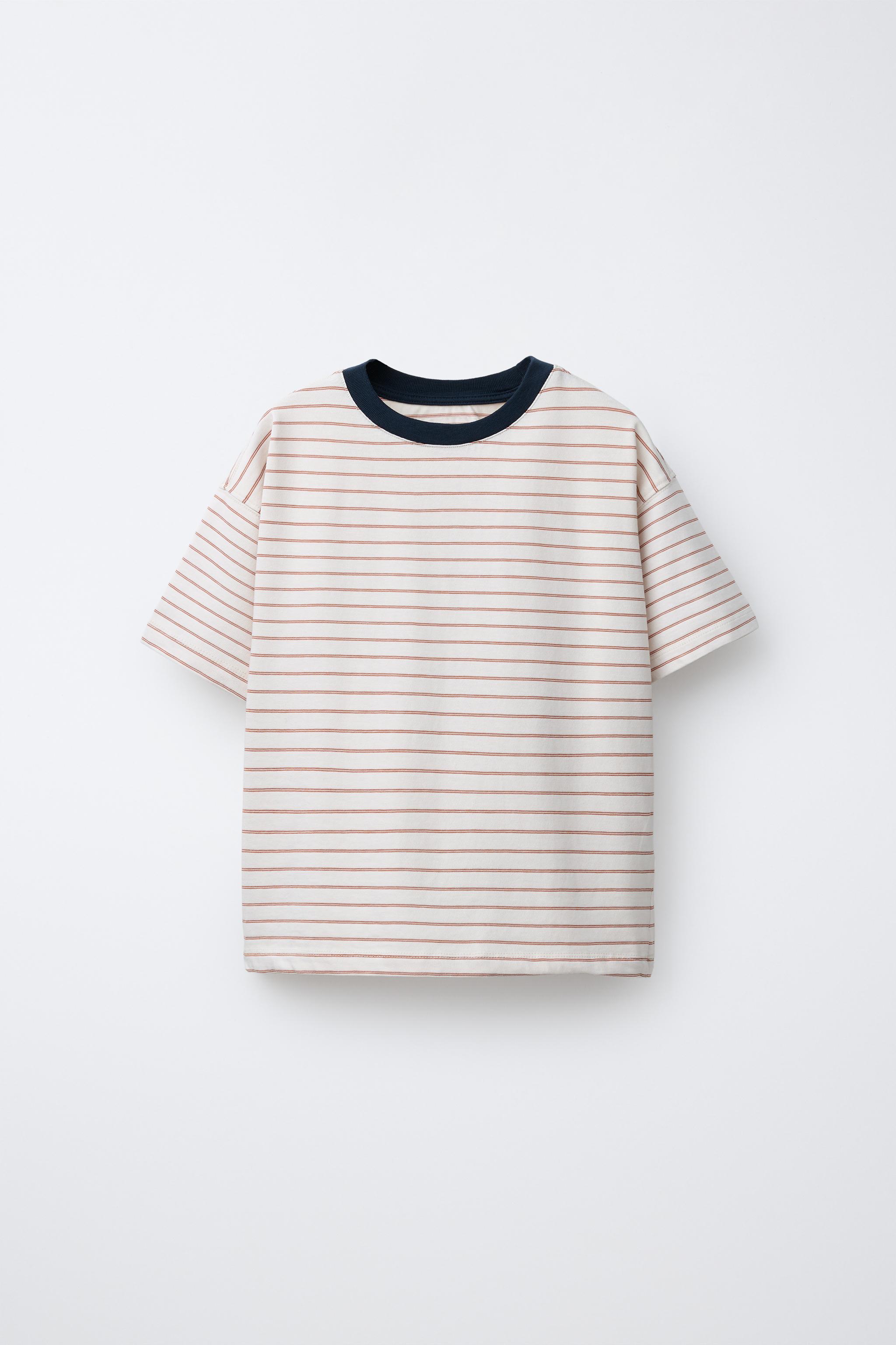 T-SHIRT À RAYURES AVEC COL EN CONTRASTE
